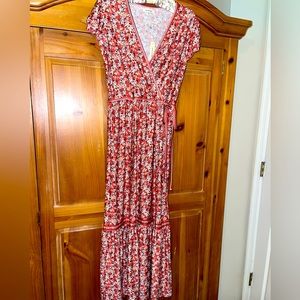 Max Studio Faux Wrap Dress New With Tags  orange melon color with flowers